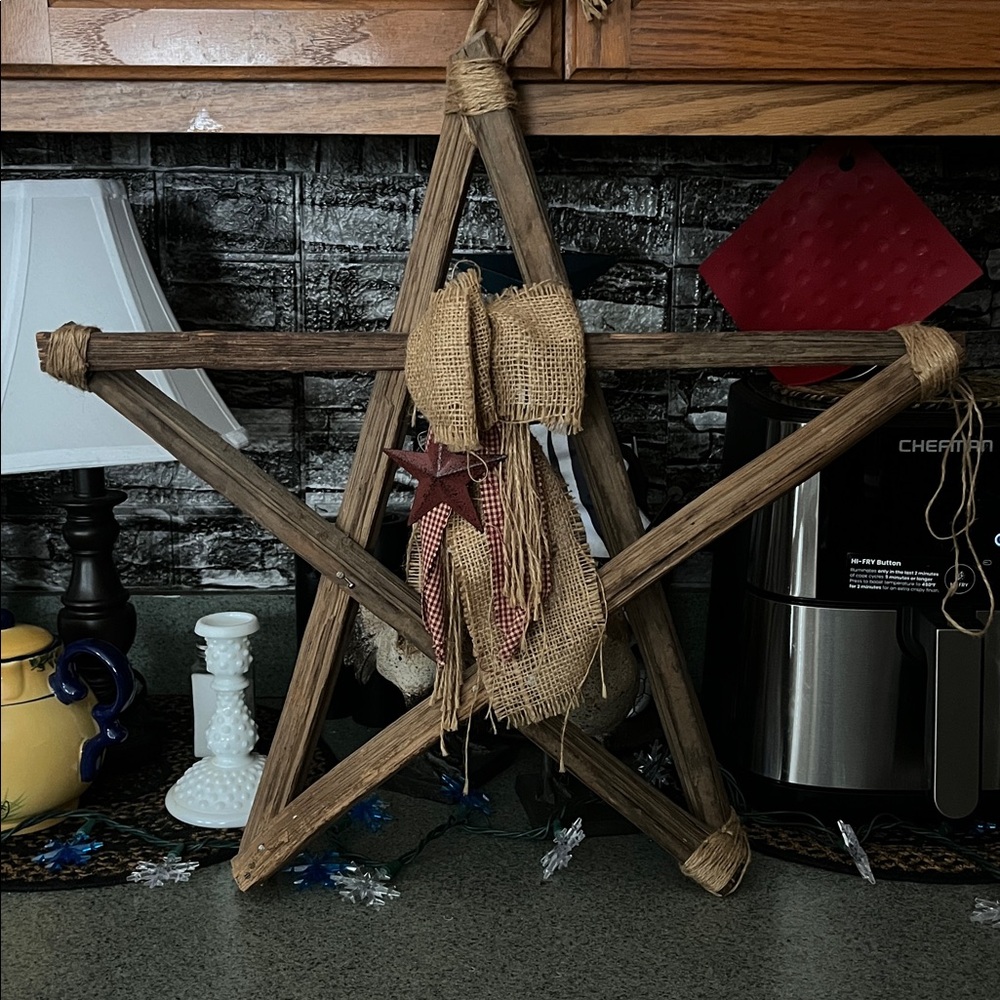 Hangable Rustic Wooden Star Wall Decor/ Handmade by me - Picture 4 of 11
